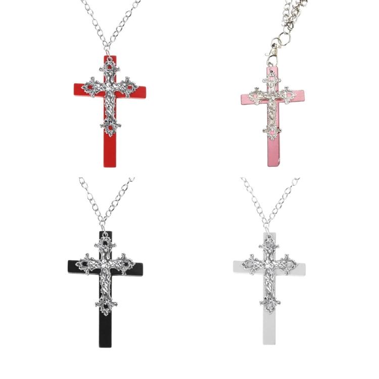 Vintage Gothic Collar Necklace Wooden Cross Pendant Necklace Streetwear Jewelry