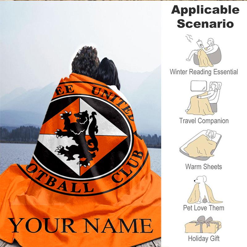 Custom Name Dundee United Crest Design Blanket Bedding Blanket for Women Men, Soft Throw Blankets for Couch,Bed, picnic, Christmas gifts