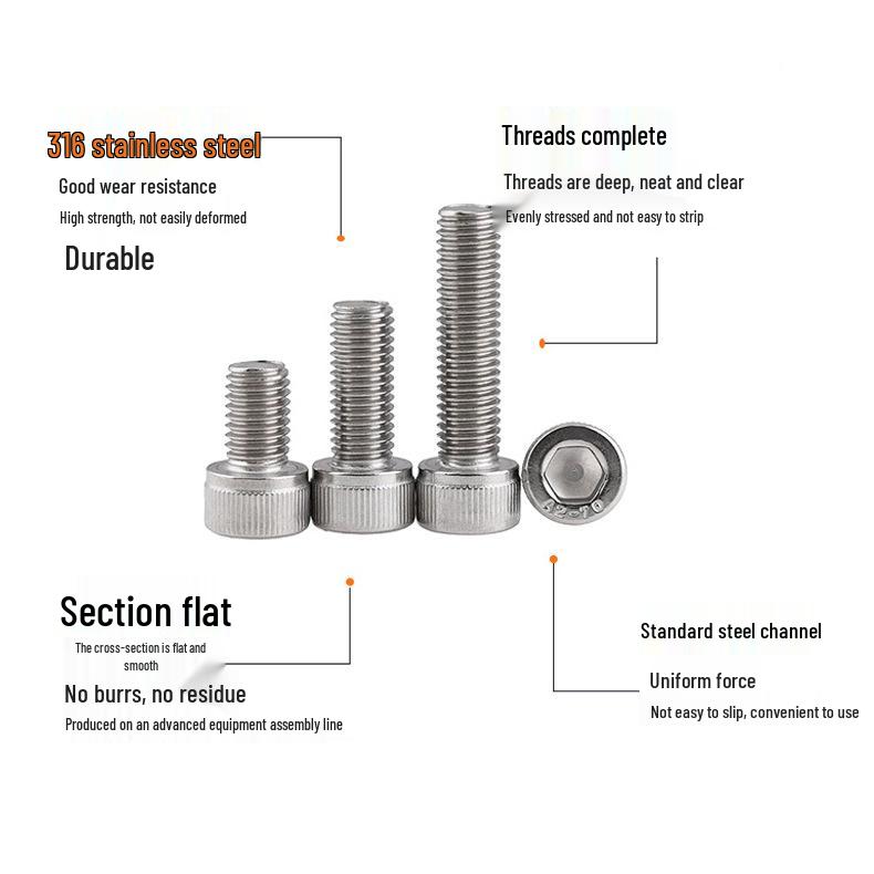 316 Stainless Steel Knurled Hex Socket Head Cap Screws | Cup Head Hex Socket Screws