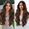 Hot-selling gradual change blond wig long curly hair chemical fiber hair high temperature silk female full headgear wigs factory spot