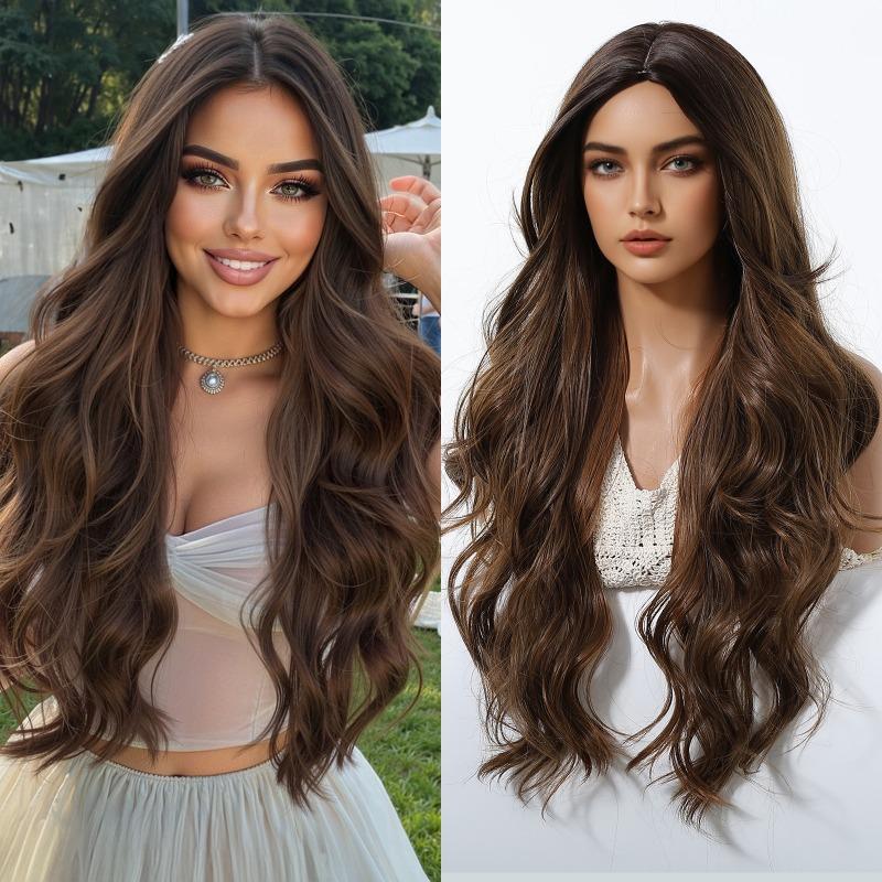Hot-selling gradual change blond wig long curly hair chemical fiber hair high temperature silk female full headgear wigs factory spot