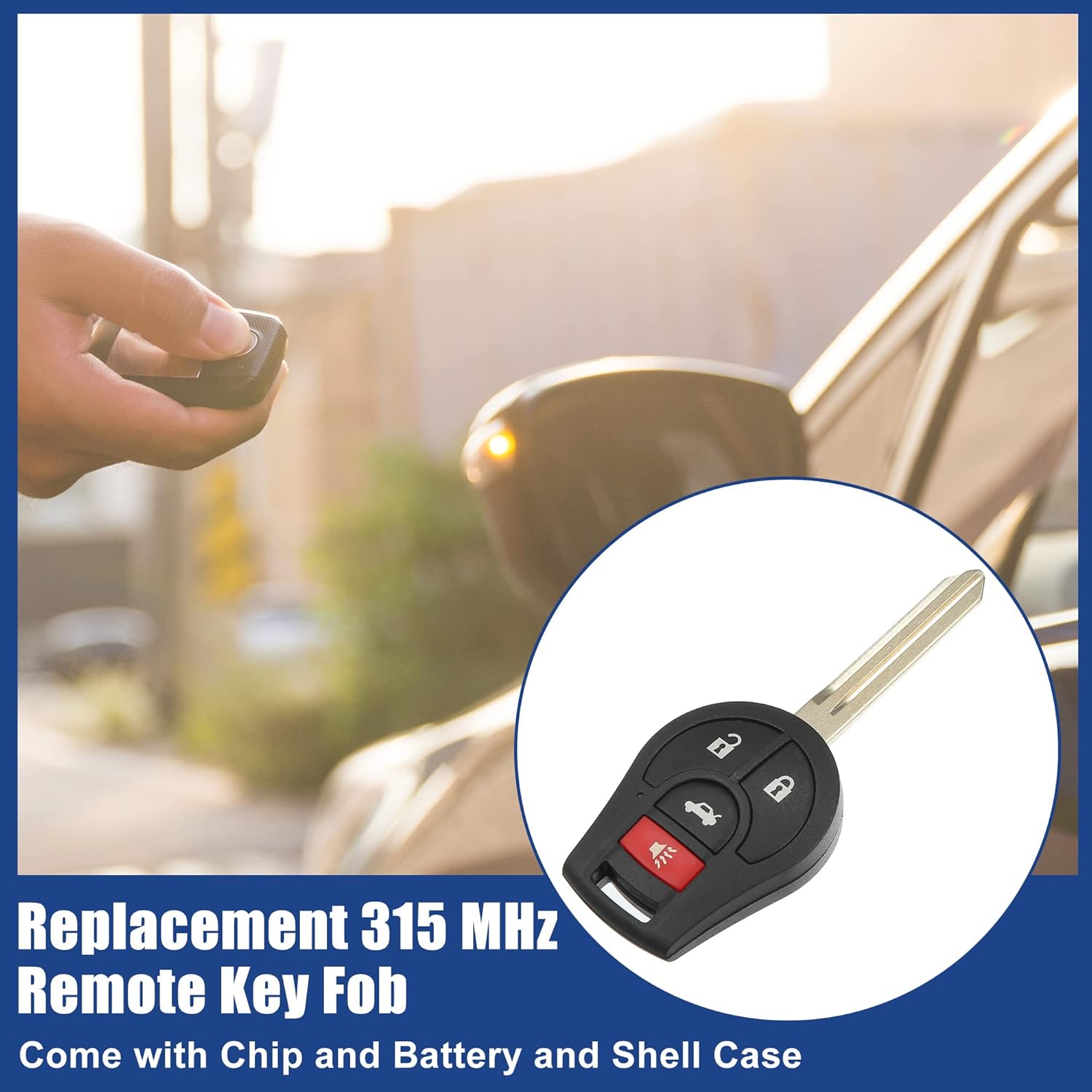 

ACROPIX 315 MHz Key Fob Keyless Entry Remote Fit for Nissan Rogue 2013-2015 for Nissan Versa Sentra 2013-2019 CWTWB1U751 - Pack of 2 Black