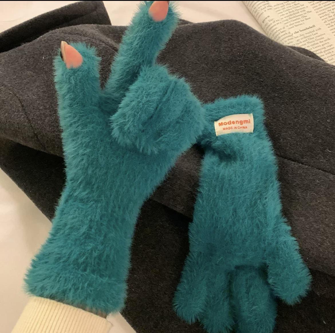 

Женские зимние перчатки для сенсорных экранов — теплые, простые, однотонные, с расширенной защитой запястья темно-зеленого