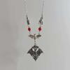 Gothic Bat Pendant Necklace For Women With Alloy Cross Chain Halloween Jewelry