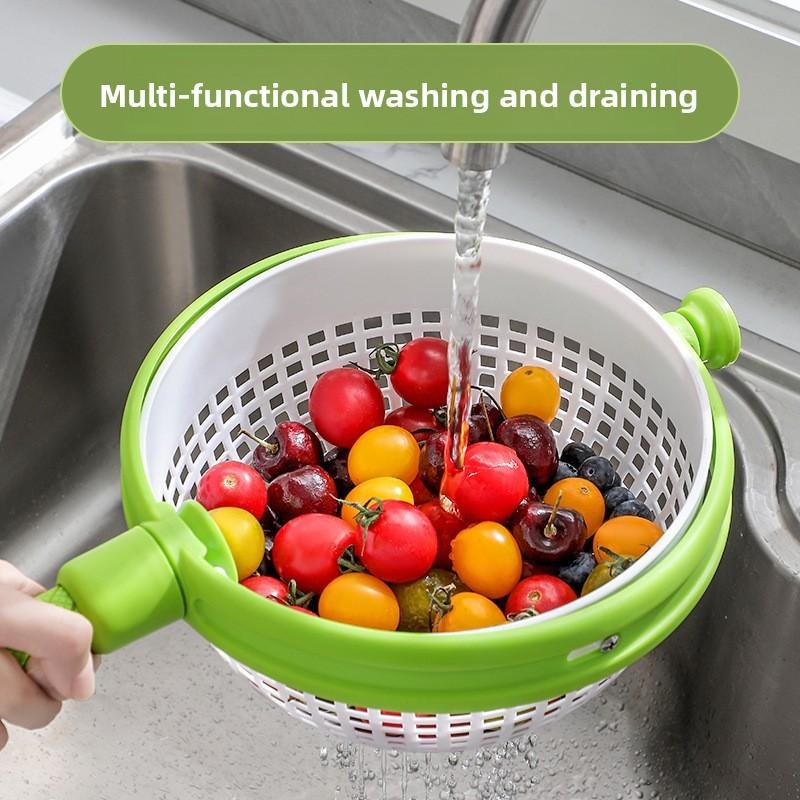 Modern Minimalist Pp Salad Spinner With Hand Press For Fruit And Vegetable Draining
