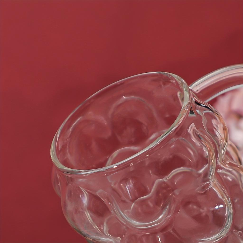 1PC - Irregular High Appearance Grape Shaped Glass Cup with Handle Circle Cup Glass Milk Coffee Cup Juice Beverage Cup