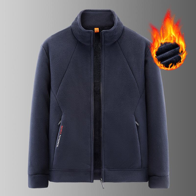 Medium men's fleece jacket jacket autumn new middle-aged and elderly versatile breathable lapel jacket men's clothing