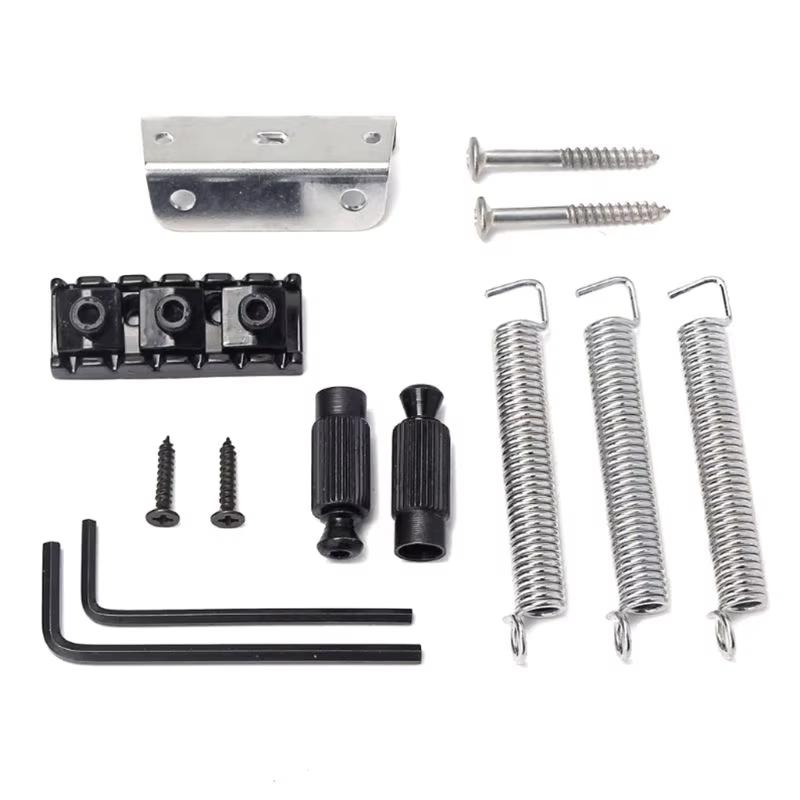 Doppel-Locking-Tremolo-Brückensystem mit Vibratohebel für E-Gitarre, Schwarz Gold Chrom Farbe Gitarrenteil