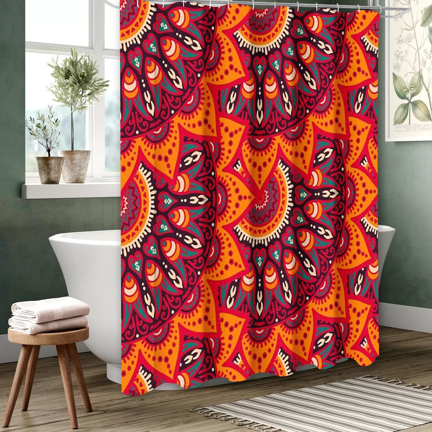 Baifenbai Home Furnishing Purple National Style Mandala Bathing Curtain Bathroom Letters Shower Curtain Waterproof With 12 Hooks Fishes Home Deco Free Ship
