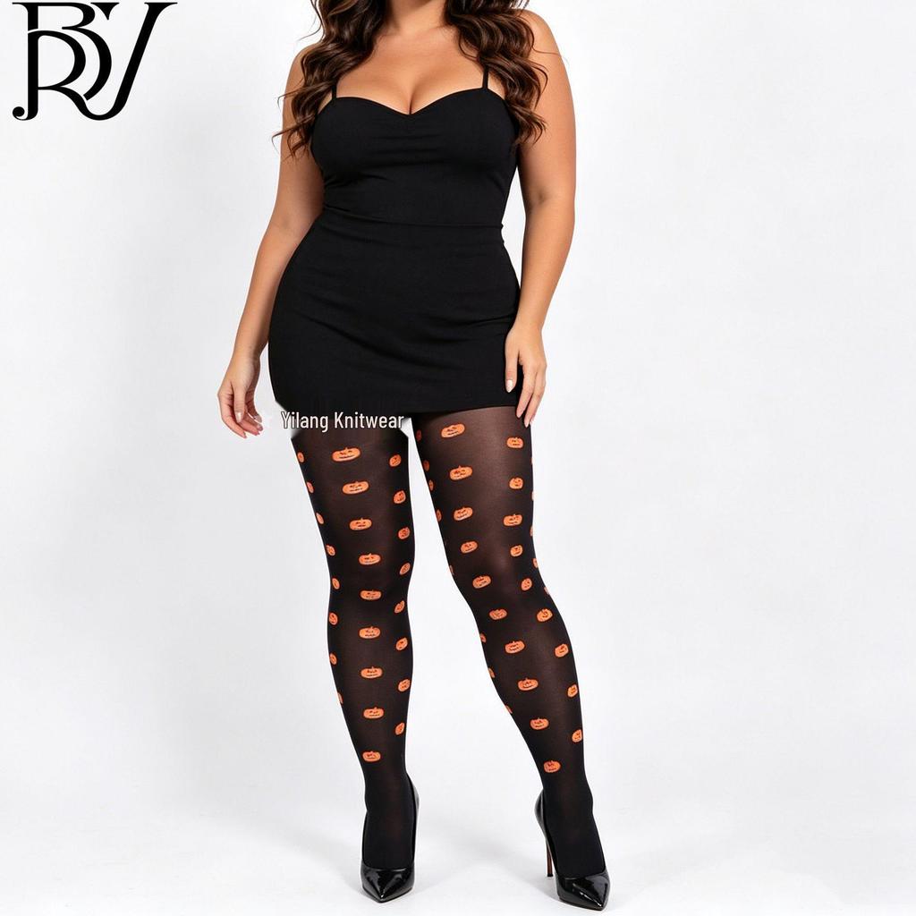 Halloween & Christmas Cartoon Print Stockings - Festive Pantyhose for Holiday Parties & Costume Props