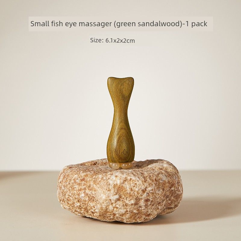 Natural Sandalwood Horn Eye Massager for Eye Fatigue, Multifunctional Gua Sha Massage Tool Xiaoyu Eye Massager-Green Tan