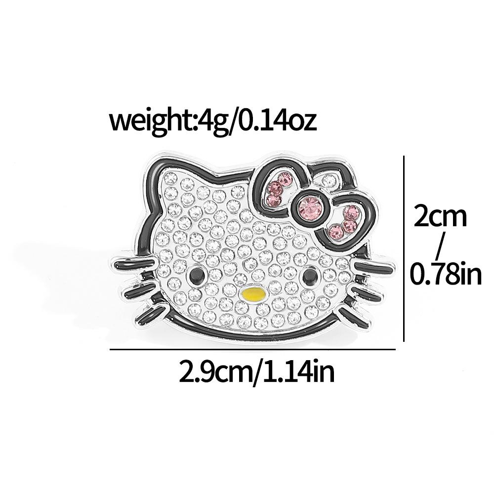 Japanese Soft Cute Kt Cat Brooch Sanrio Cute Cat Metal Badge Accessories Shiny Rhinestone Pin