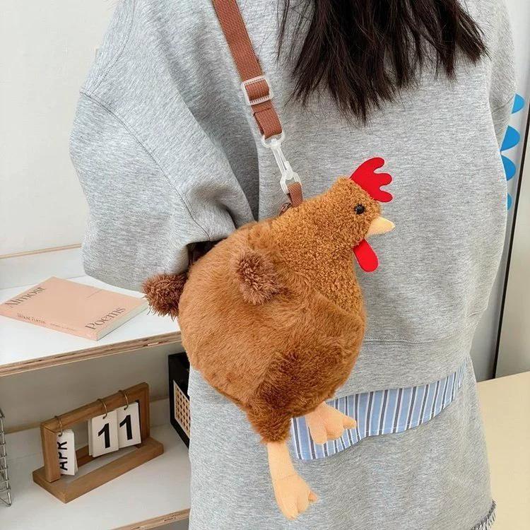 Women cute long hair little monster creative girl crossbody bag long braid funny doll shoulder bag girl