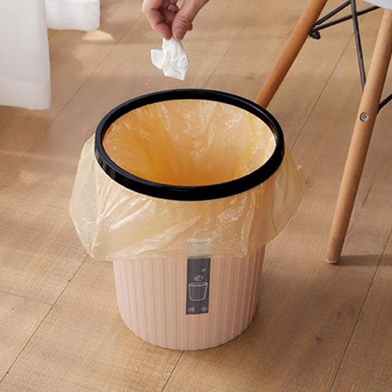 Garbage Bin with Pressure Ring No Lid Space-Saving Plastic Kitchen