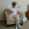CEST MOIDEW Cest_Bow Lace Slim Long Sleeve Top