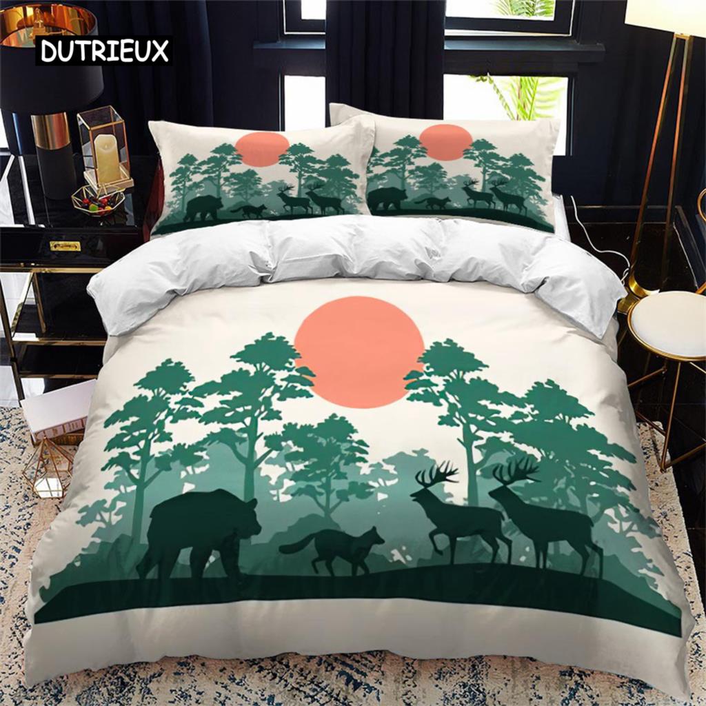 

Комплект пододеяльника с силуэтом животного Воющий под луной Тема животного Пододеяльник для детей Мальчиков Микрофибра Кинг Твин Комплект постельного белья EU single(135x200cm)