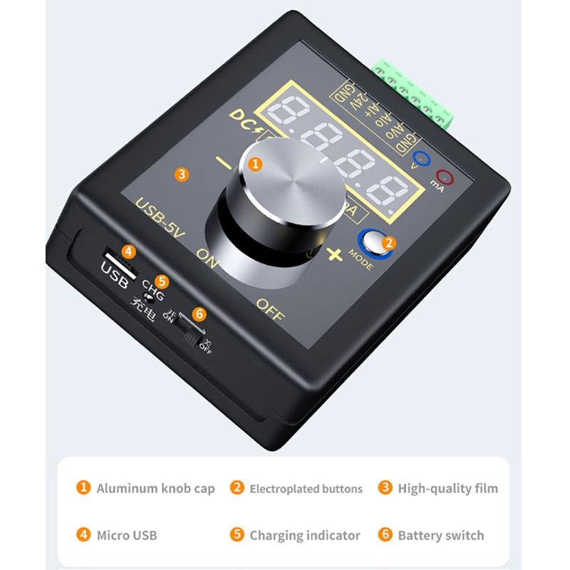 0-5V 0-10V 4-20mA Adjustable Voltage Current Simulator Portable Calibrator Rechargeable Analog Safe & Convenient Wiring
