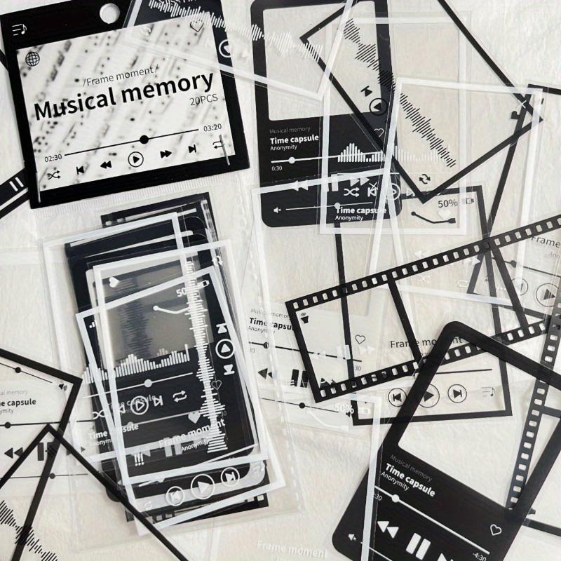 Time Film Series]1pack Retro Black & White Film Decorative Sticker Set Scrapbook Supplies School Supplies for Diy Scrapbooking Frames, 20pieces/Pack