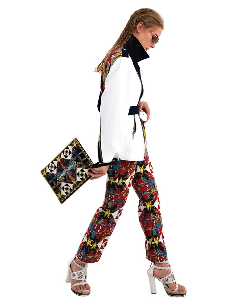 GREEDILOUS Red Geometric Pants