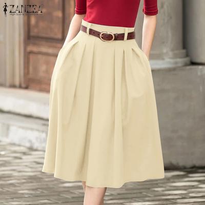 Saias midi soltas de verão de cor sólida casual feminina
