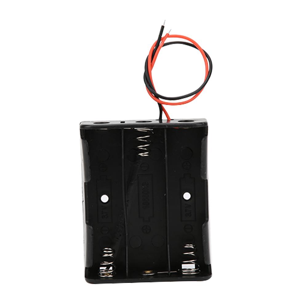 5 Pcs 18650 Battery Case 3 Slot Black Battery Holder with 2 Lead Wire Serial Connection
