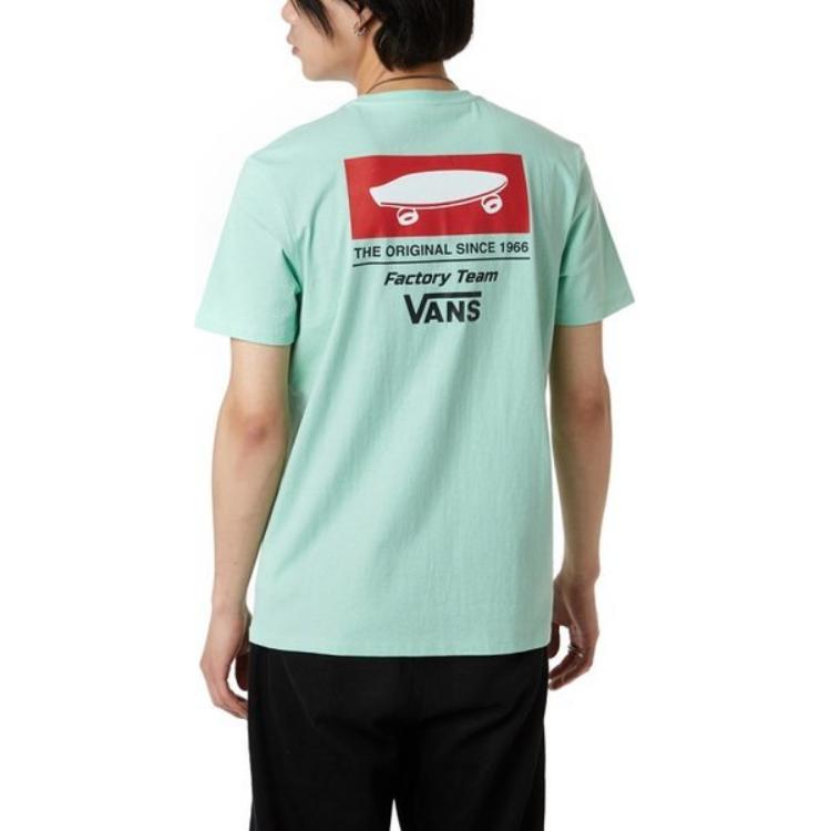 Vans T Shirts Unisex Green Crew Neck Moderate Straight Fit VN0A3ZO7V60