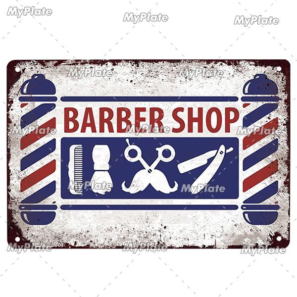 [MyPlate] BARBER BAR Metal Sign Vintage Plaque Tin Sign Plate Wall Decor For Bar Club Man Cave Art Painting Gift