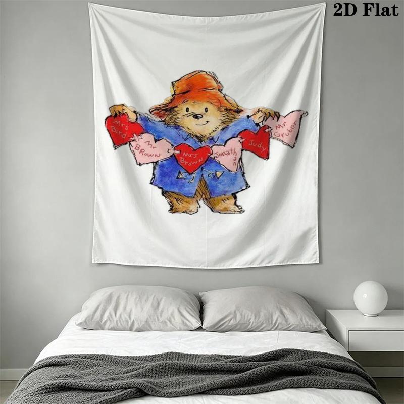 Paddington Bear Wall Tapestry Aesthetic Wall Hanging Printed Fabric Blanket Decorative Tapestries for Bedroom Living Room Home Decor