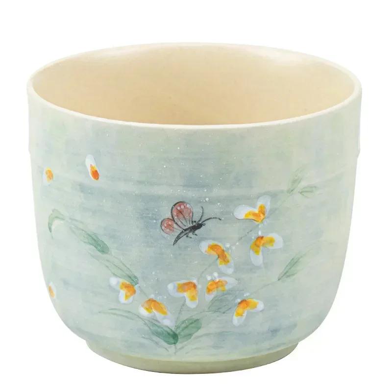 

250ml Hand painted Butterfly Chinese Tea Wash Tea Basin Set Porcelain Light Green Wash Tea Ceremony Utensils Jianshui Deng 250 ml