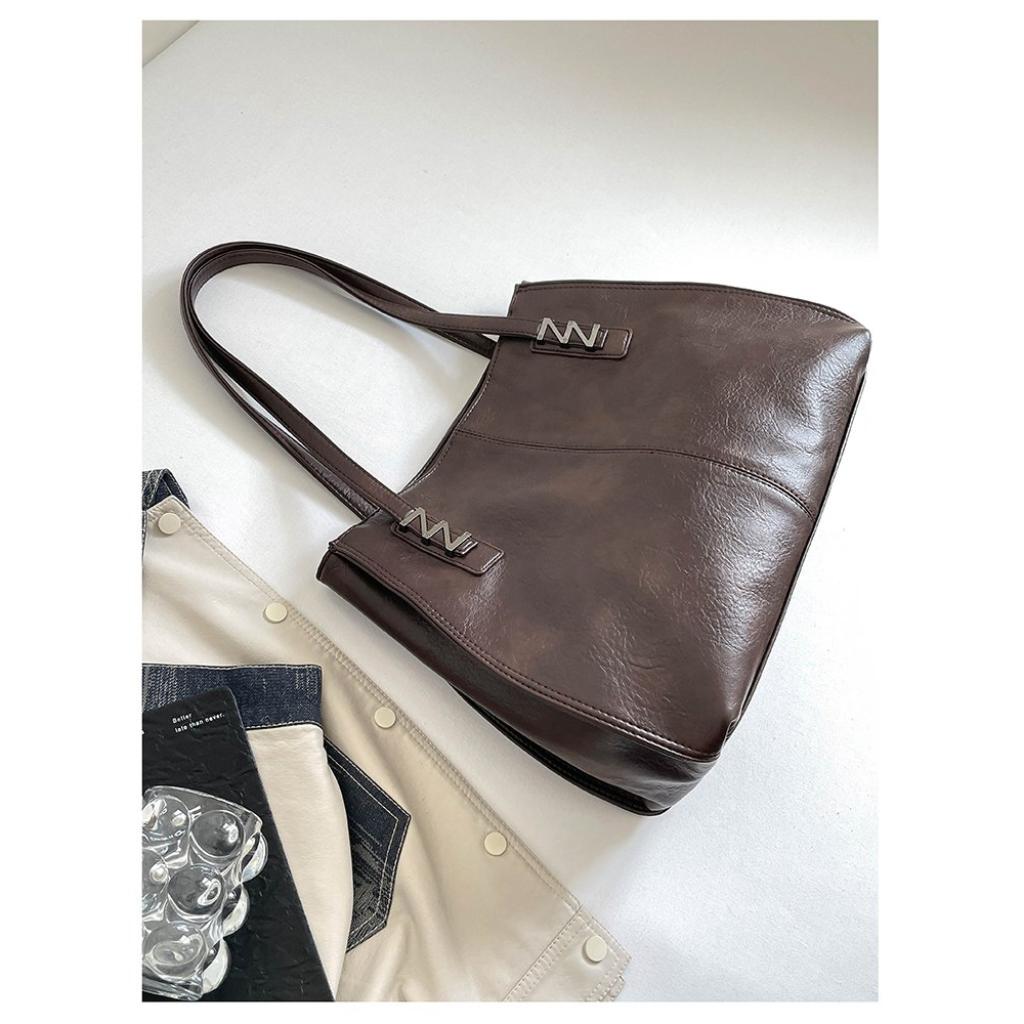 Tote Bag Women PU Large Capacity Stitched Detail Daily Commuting