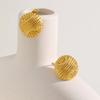 Geometric Metal Stud Earrings for Women,Gold Plated Round Earrings,Stainless Steel Waterproof Jewelry