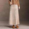 Bailuyu Elegant Velvet A-Line Midi Skirt