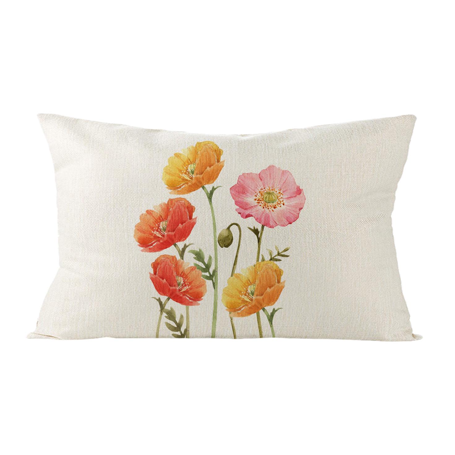 

Наволочка из льна с цветочным рисунком: Декоративный чехол на подушку для дивана или спальни 30x50cm (no pillow insert)