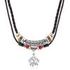 TEMU new product 1-piece set personalized fashion wax line beaded wood bead lotus pendant necklace new