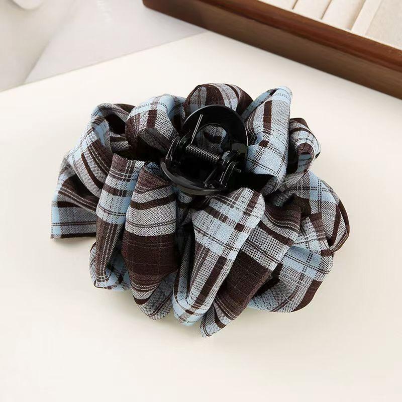 Classic Plaid Bow Claw Clip: College Style Cloud Pleats Hair Accessory 2025
