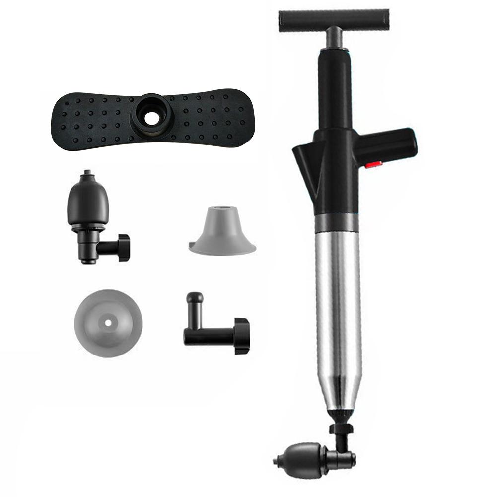

Air Power Drain Blaster Tools Stainless Steel Drain Plunger Dredge Universal High-pressure Accessories for Home Kitchen Sinks чёрный
