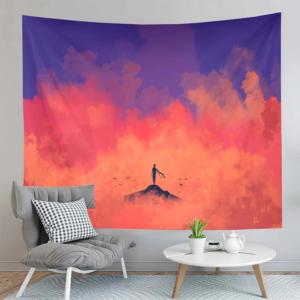 Abstract Sunset Landscape Tapestry Nature Scenery Tapestry Minimalism Style Tapestry Home Living Room Bedroom Wall Tapestries