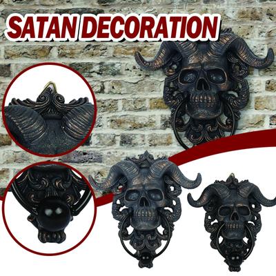 Horned-God Hanging Door Knocker Heavy Duty Gothic Doorknocker Wall Decor