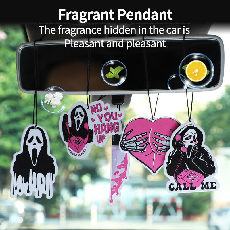 Car Air Fresheners - Pink Ghost Cute Car InteriorAccessories Hanging Scents Anime Freshener Automotive Room Decor
