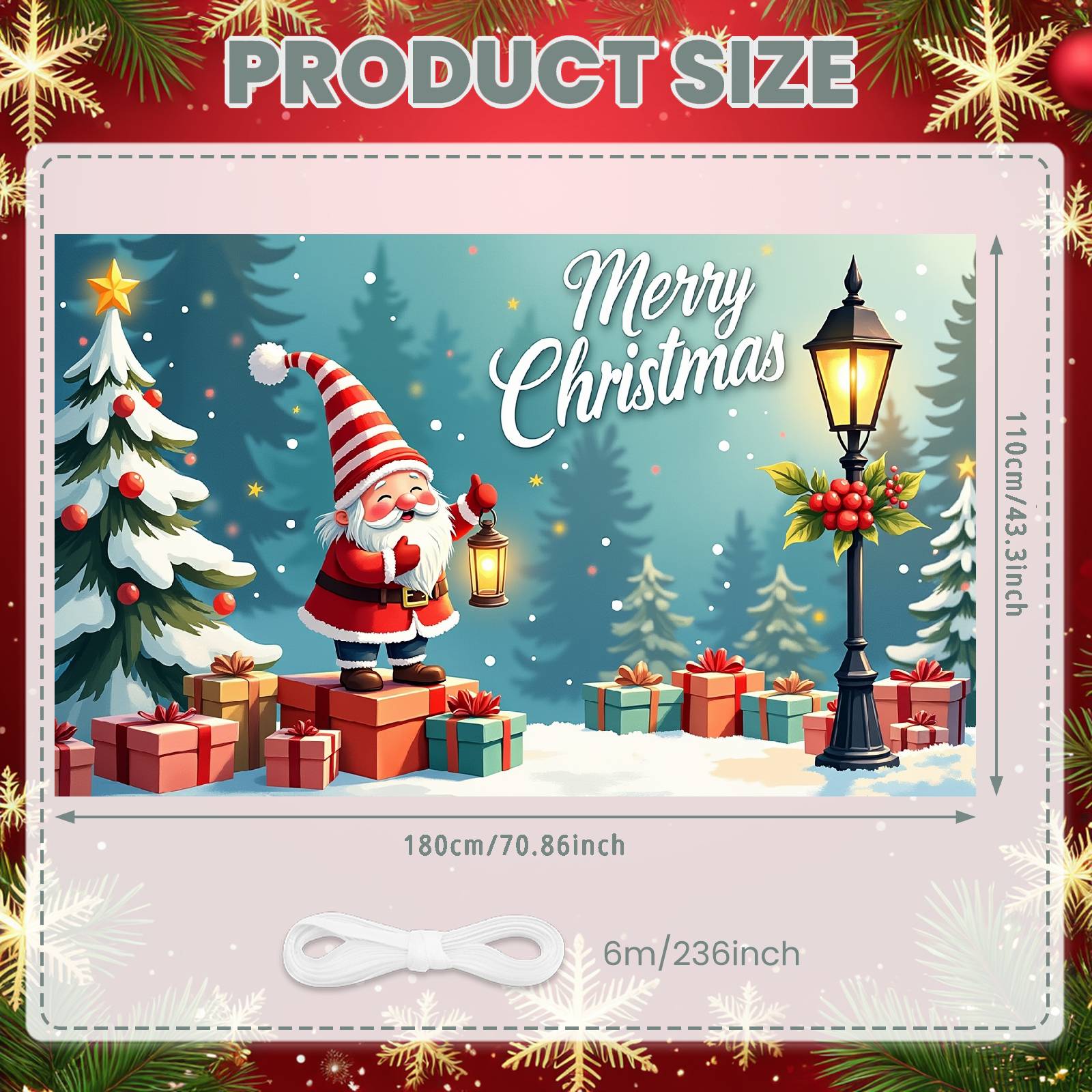 

Xmas Party Backdrop Santa Claus Themed Christmas Display Merry Christmas Banner Snowy Scene Holiday Background For Office Home