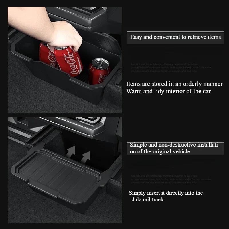 Rear Seat Storage Box for Tesla Cybertruck 2025 Rear Floor Storage Box Organizer with Cover Storage Trash Can Car Accessories