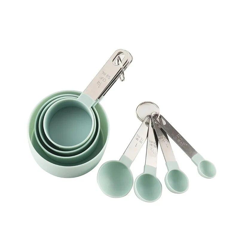 8PCS Measuring Cups Spoons Set For Baking Cake Pastry Cooking Utensils Stainless Steel Handle Kitchen Tools Accessories Gadget