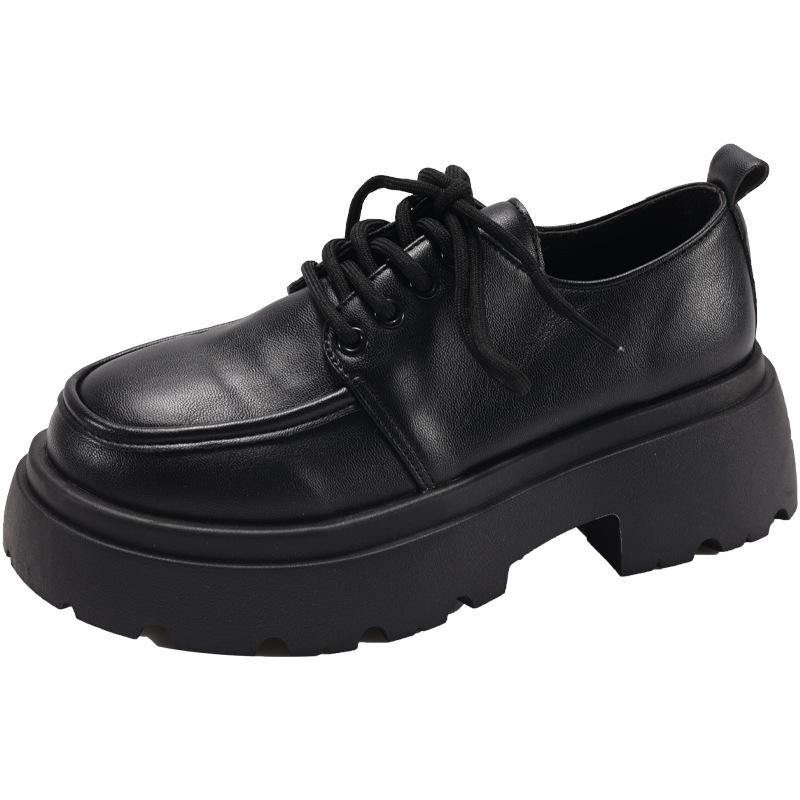 British style platform small leather shoes women's 2025 new spring and autumn versatile black jk single shoes muffin loafers ins tide