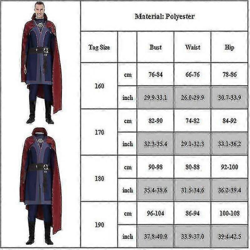 Doctor Strange Deluxe Costume Men's Avengers Marvel Superhero Cosplay Outfits Halloween Carnival Party Dress Up Full Set
