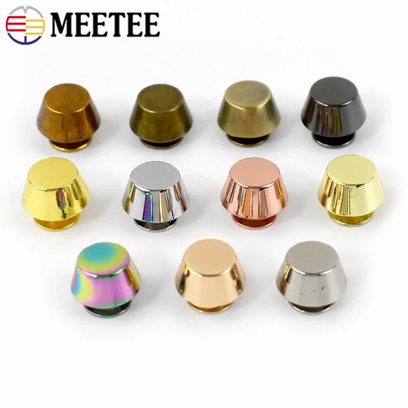 5/10/20Pcs Meetee Metal Nails Buckle Handbag Bottom Protecting Feet Bucket Shape Flat Studs Screw Rivets Bag Leather Accessories