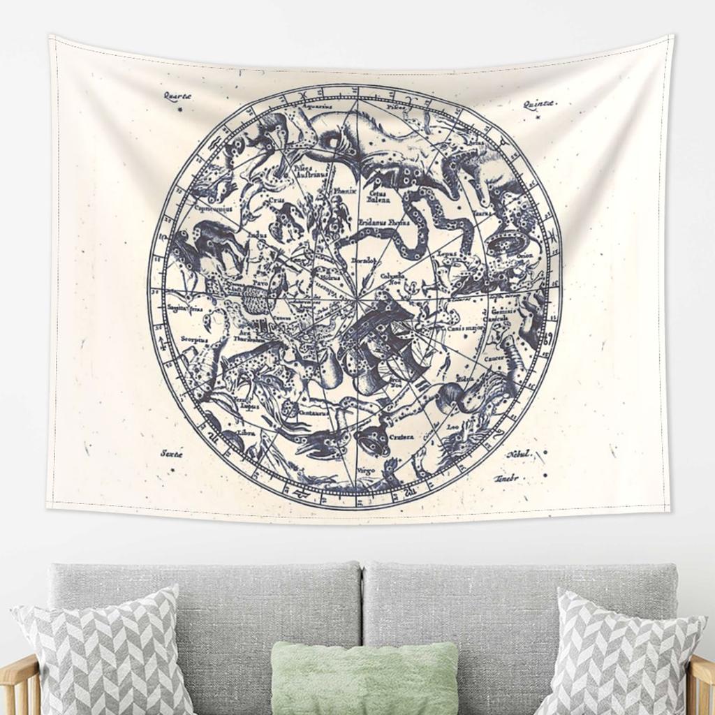 Zodiac Star Sign Constellation Map Ink On Paper Tapestry Decor Art Aesthetic Tapestries  Home Wall Cloth Wall Hanging