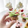 Practical-Flowers Potted Crochet  Artificial Plants Finished Woven Gift Table Decoration 1 PCS D