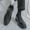 Men Derbys Oxford Blue Black Embossing Leather Formal Business Shoes Men's Tuxedo Wedding Dance Shoes Plus Size
