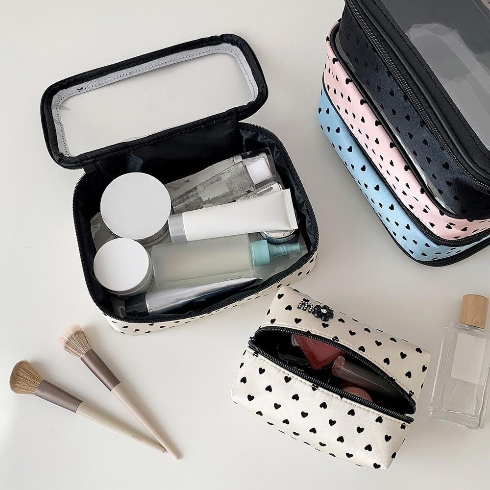 Love Heart Dots Cosmetic Storage Bag Waterproof Korean Ins Makeup Bag Vacation Travel