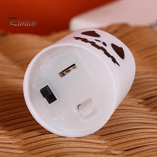 6Pcs Halloween Ghost Candle Light Plastic LED Ghost Face Electronic Flameless Candle Haunted House Prop for Home Party Decoration